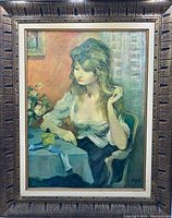 Full front view of framed painting showing composition and frame design