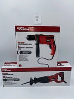 Boxed Hyper Tough 6.0 Amp corded hammer drill and 6.5 Amp reciprocating saw