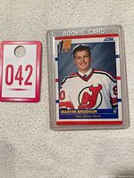 Two Martin Brodeur rookie hockey cards from the 1990-91 Score series, one numbered 439 with 'ROOKIE CARD' at top.