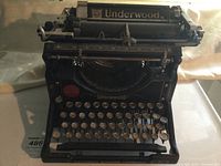 Front view showing the Underwood brand name at the top, circular keys, and metal accents
