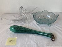 Full view of all three glass pieces on white background