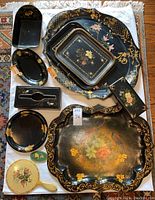 Top-down overview of all ten items on white cloth background