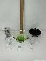 Front view of the set showing all 5 items with ruler for size reference
