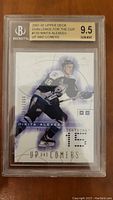 Front of 2001-02 Upper Deck Challenge for the Cup Nikita Alexeev hockey card graded BGS 9.5 in Beckett slab