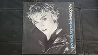 Black and white cover vinyl album "Papa Don't Preach" featuring Madonna in leather jacket