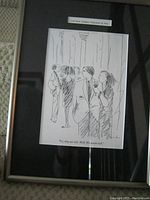 Framed black-and-white cartoon with four people socializing, holding drinks, and captioned 'Yes, they are rich. Well, Wisconsin rich.' Label on top indicates The New Yorker, Feb 21, 1994.