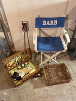 Overview of all lot items displayed on concrete floor