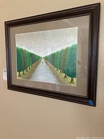 Framed original artwork by Lynet showing tree-lined pathway with figure