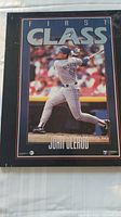 Framed John Olerud plaque style poster showing Olerud batting with 'FIRST CLASS' title and team logo.