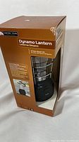 Front and side view of the boxed lantern showing the product and box labeling