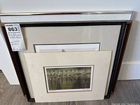 Two framed artworks stacked with visible tag reading 'Bird Artwork Prints & Photo'