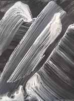 Close-up of brush strokes showing texture and paint layering, emphasizing the abstract style.