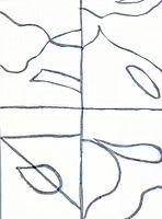 Close-up of abstract black brush strokes on white paper showing detailed linear and organic shapes divided into four quadrants.