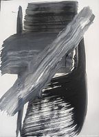 Close-up view of the abstract painting showing brush strokes and texture details.