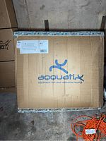 Front of cardboard box with Aqquatix logo
