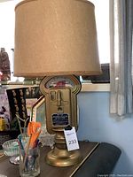 Full view of lamp showing parking meter body, base, and shade