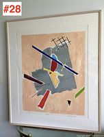 Full front view of framed serigraph hanging on wall