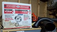 Gas blower and original packaging box labeled 'Ventilador Electrico' and 'Optimo Pro3'.