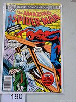 Front cover of Amazing Spider-Man #189 comic book showing Spider-Man and a bandaged man, with speech bubbles and comic title.