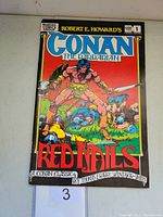 Front cover of Conan The Barbarian comic book issue #1 with title Red Nails, displaying action scene and Marvel Comics branding.
