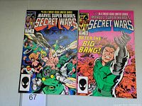 Front covers of Marvel Super Heroes Secret Wars comic books #6 and #12 showing characters and series branding.