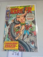 Front cover of Sub-Mariner #27 comic book showing underwater battle scene with Kraken monster and Sub-Mariner hero, with title, price, and Marvel Comics Group logo.