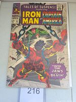 Front cover of Tales of Suspense #85 comic book showing a chained character in red and yellow costume with text 'Into the Jaws of Death!'