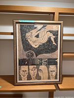 Frontal view of larger framed lithograph “The Rainbow Woman I”