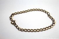 Full view of the 10K gold link bracelet laid flat showing chain length and clasp.