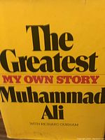 Close-up photo of the book 'The Greatest: My Own Story' by Muhammad Ali with Richard Durham