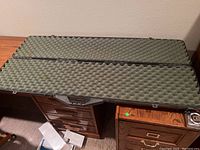 Opened carrying case showing foam padded interior with egg crate texture