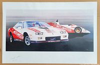 Full view of the Formula 2000 race car poster showing the red and white Motomaster cars and the signature at the bottom left.