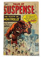 Front cover of the comic book showing the title, price, issue date, and main cover art of Monstrollo breaking through a city scene with people running.