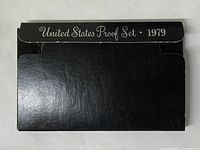 Black cardboard sleeve with white text 'United States Proof Set 1979'.