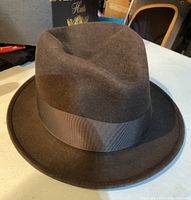 Overview photo of vintage Randy Reed fedora hat showing shape, material, and color