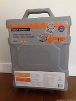Front view of the gray wheeled case with Certified branding and label showing 191 pieces and general-purpose tool set information.