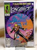 Full cover of Longshot #1 comic book showing cover art and title, in protective sleeve