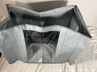 Open view of one gray XL Veno storage bag showing the interior fabric and transparent label window on the front