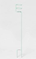 Single mint green metal ground stake beverage holder with circular top and bottom prongs for ground insertion and drink support