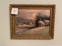 Frontal image of the print showing the entire framed artwork, capturing the pastoral scene and the decorative frame.
