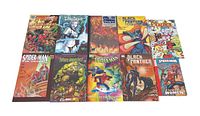 Lot of 10 Marvel trade paperback comic books laid out in two rows showing colorful illustrated covers with multiple characters and titles.