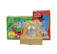 Lot displayed showing two boxed Disney 101 Dalmatians snow dome collectibles and one unboxed snow dome with yellow ribbon, positioned on cardboard base.