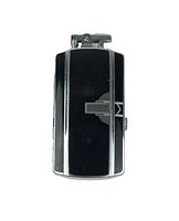 Closed view of the vintage Ronson lighter and cigarette holder case showing black and chrome finish.