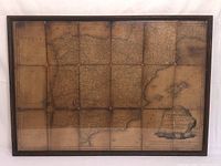 Full view of the framed 1796 map showing Spain and Portugal in their kingdoms and provinces with aged appearance and wooden frame.