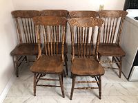 Full view of six chairs grouped together
