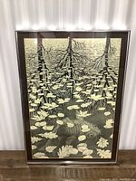 Front view of framed koi pond print showing the artwork and frame condition.