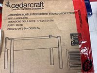 Photo of the Cedarcraft branded box showing product details, including size and materials.