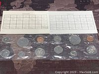 View of two Canadian proof-like coin sets from 1986 and 1987, each in individual plastic sleeves with accompanying specification cards.