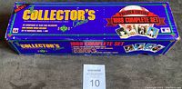 Collector's Choice purple blue box labeled '1989 Complete Set' with wear and holograms missing, marked with lot number 10 in front.