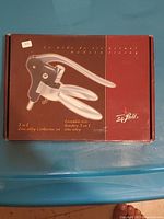 Original boxed 3 in 1 zinc alloy corkscrew set with lever handle and foil cutter by Le Ball.